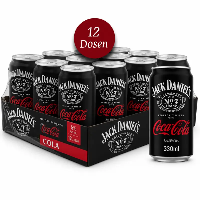 Jack Daniel’s Cola 12x0,33L Jack Daniel's Cola Ready-to-Drink – 12 × 0.33 L Can